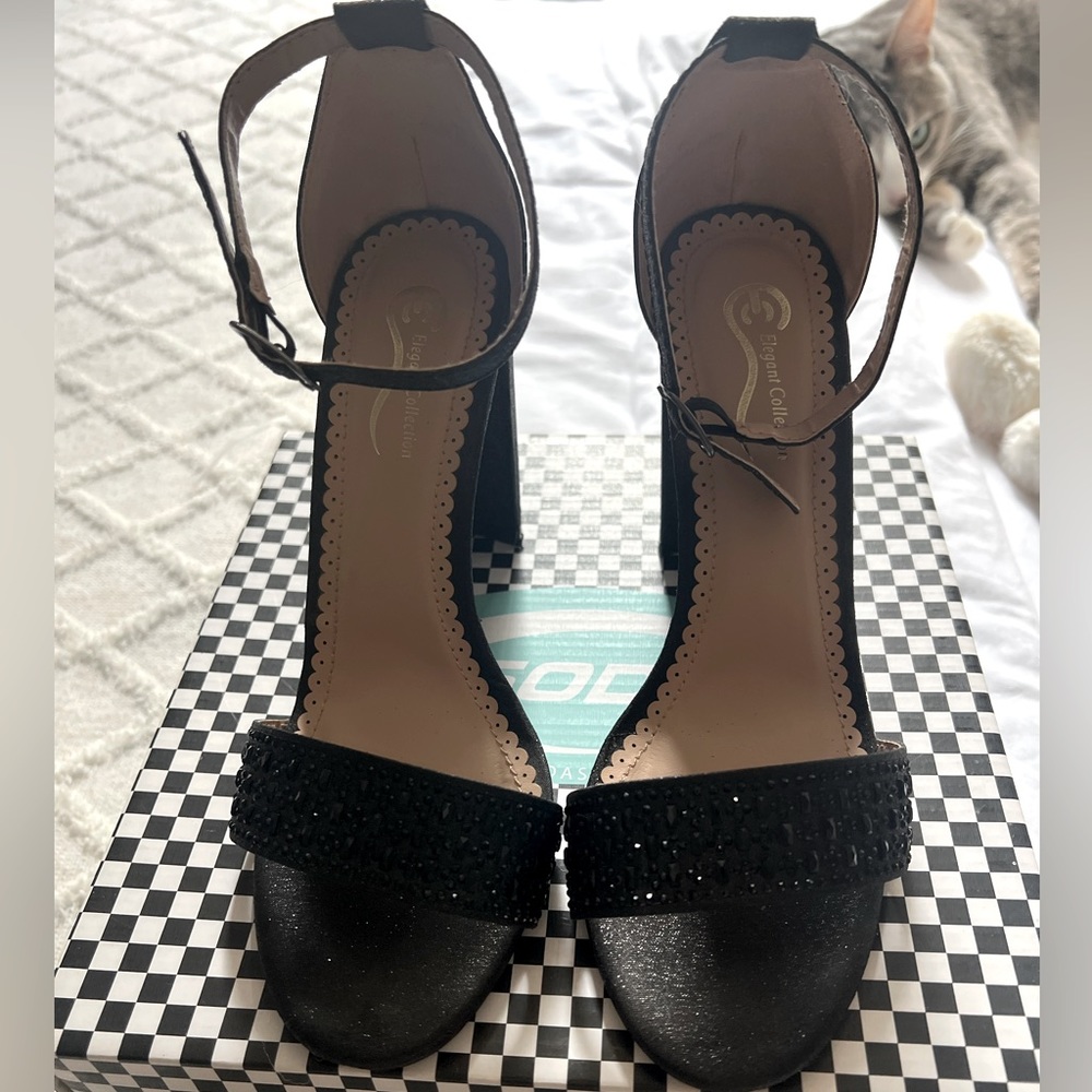 Black Glitter 4” inch Heels
